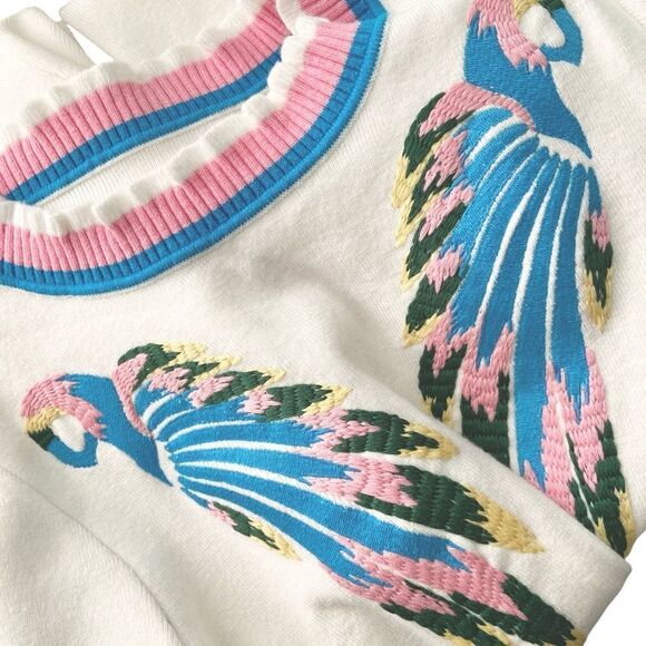 Boho Vibe Parrot Embroidered Mini Sweater Dress in Size Medium - Picture 9 of 14